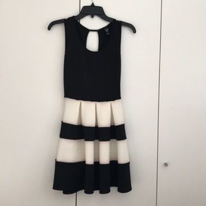 Black and white striped dress